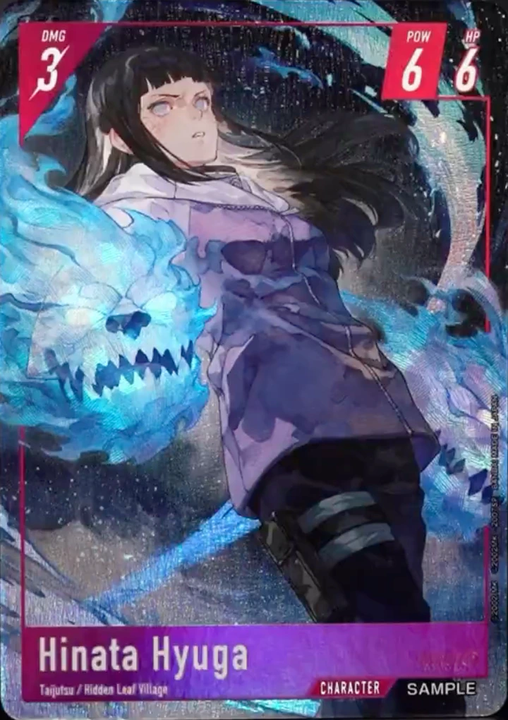 Hinata Hyuga – SAMPLE artwork (kék oroszlánok) – NARUTO CARD GAME