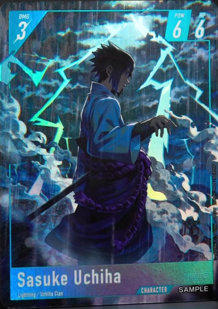 Sasuke Uchiha – SAMPLE artwork (villámok) – NARUTO CARD GAME